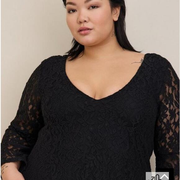 Torrid Black Lace Bell Sleeve Trapeze Dress Size 2 / 2X / 18-20 - Picture 8 of 12